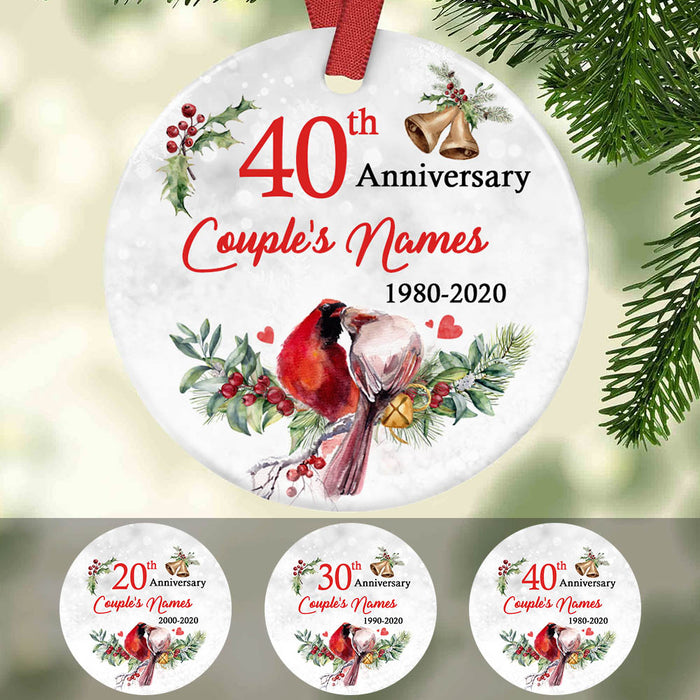 Personalized Wedding Anniversary Cardinals  Ornament OB23 30O60 1