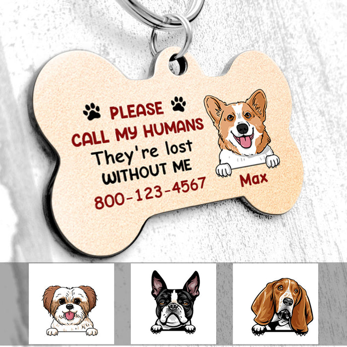 Personalized Dog Mom Call My Humans Bone Pet Tag NB51 95O58 1