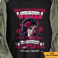 Personalized Skull Girl Breast Cancer Kind Of Woman T Shirt AG261 30O57 thumb 1