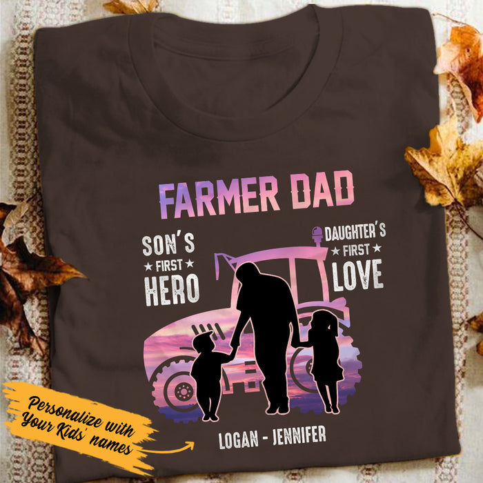 Personalized Farmer Dad Son and Daughter's Hero Tractor T Shirt JL282 28O47 1