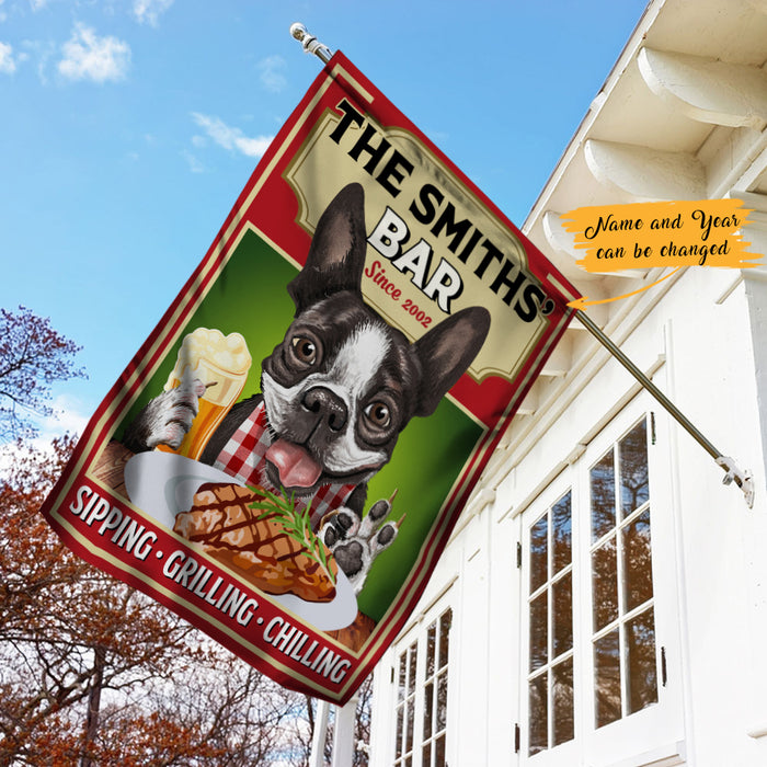 Personalized Boston Terrier Dog Bar Gardening Flag AG181 85O47 1