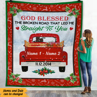 Personalized Love Couple Red Truck Christmas Blanket OB171 87O47 thumb 1