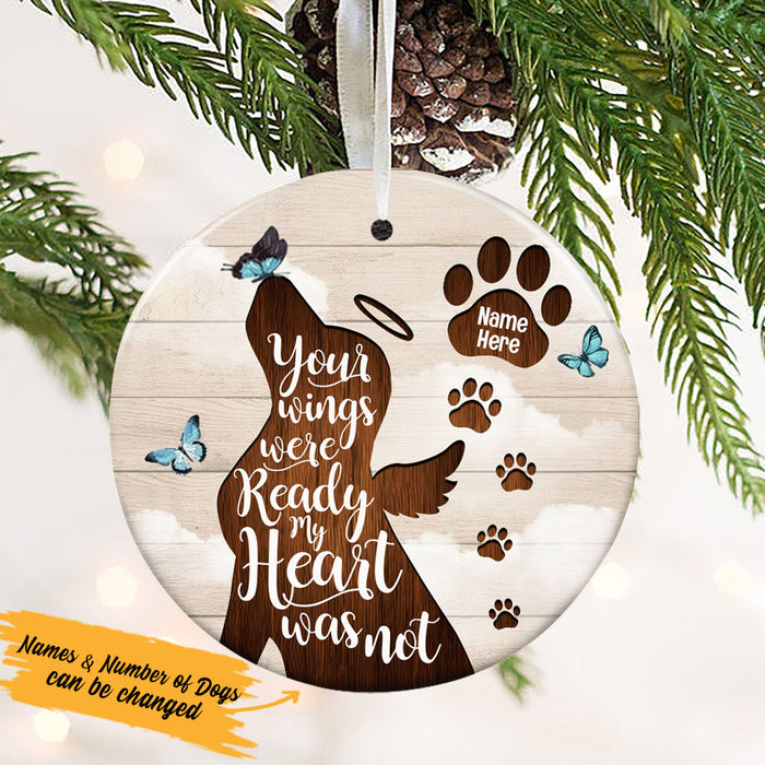 Personalized Dog Memorial Your Wings Were Ready  Circle Ornament NB243 85O53 1