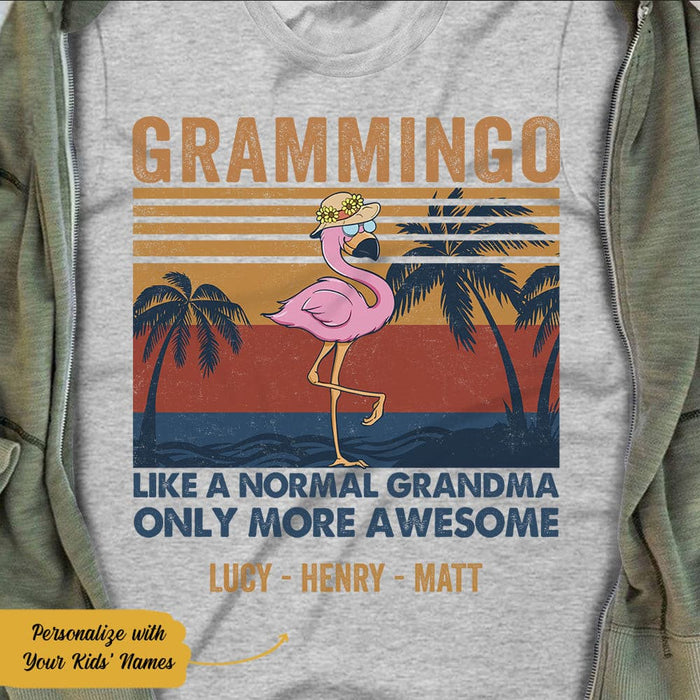 Personalized Flamingo Grandma  White T Shirt JN133 85O58 1