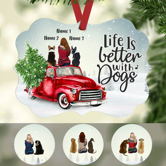 Personalized Dog Red Truck Christmas Benelux Ornament NB143 85O60 1