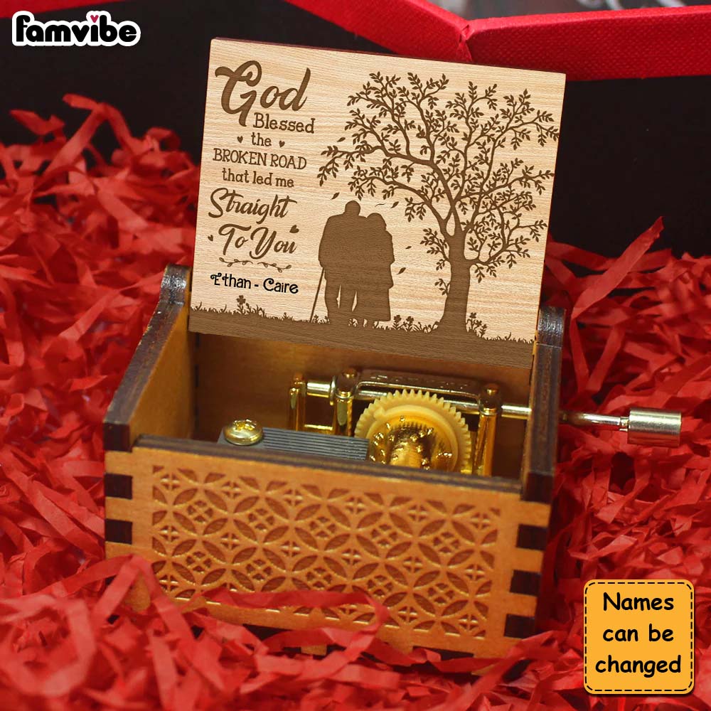 Personalized Gift For Old Couple God Blessed The Broken Road Music Box 30136 Primary Mockup