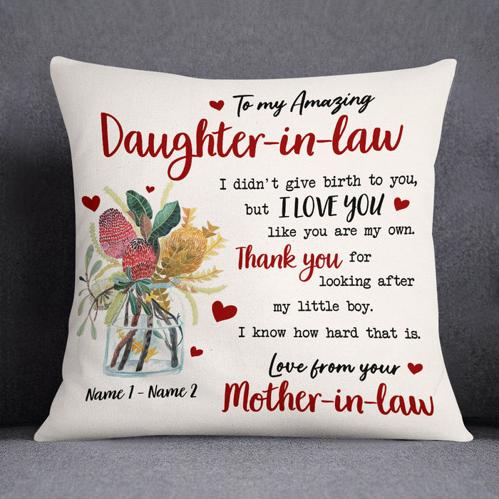 Personalized Daughter In Law Flower Pillow MR33 81O53 (Insert Included) 1