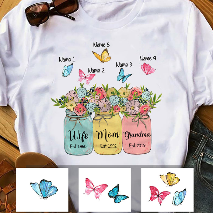 Personalized Mom Grandma Flower Art T Shirt MY37 67O34 1