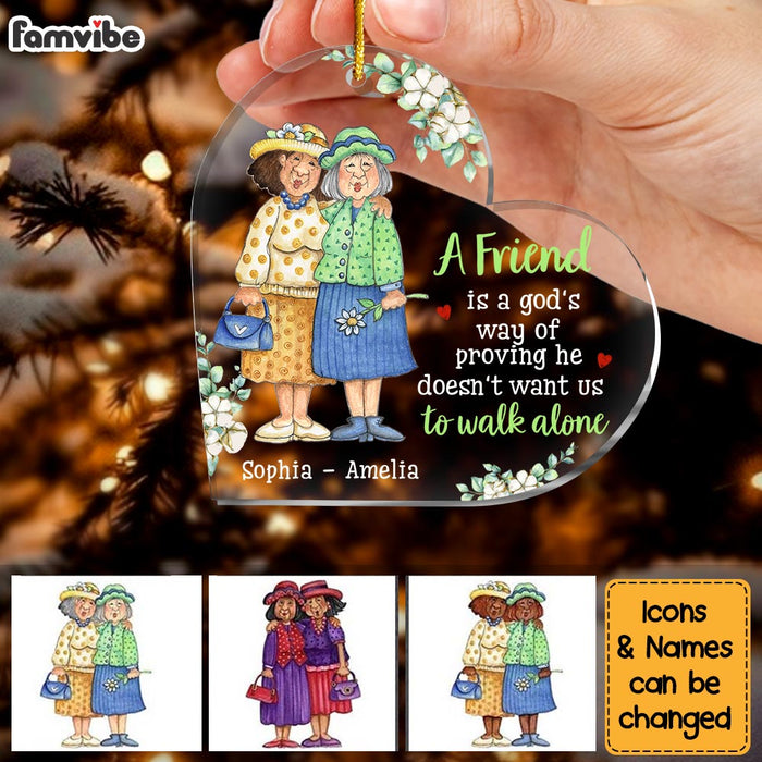Personalized Christmas Gift For Friend God Never Walk Alone Ornament 30323 1