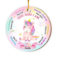 Personalized Inspirational Gift For Granddaughter Unicorn God Says Circle Ornament 30149 thumb 1