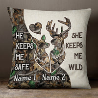 Personalized Deer Hunting Valentine Couple Pillow  JR91 81O47 (Insert Included) thumb 1