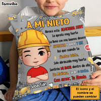 Personalized Spanish Gift A Mi Nieto Excavators Construction Machines Pillow 30741 thumb 1