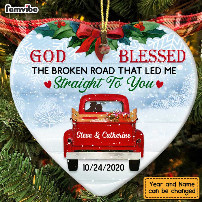 Personalized Love Couple Red Truck Christmas Heart  Ornament OB171 87O47 1