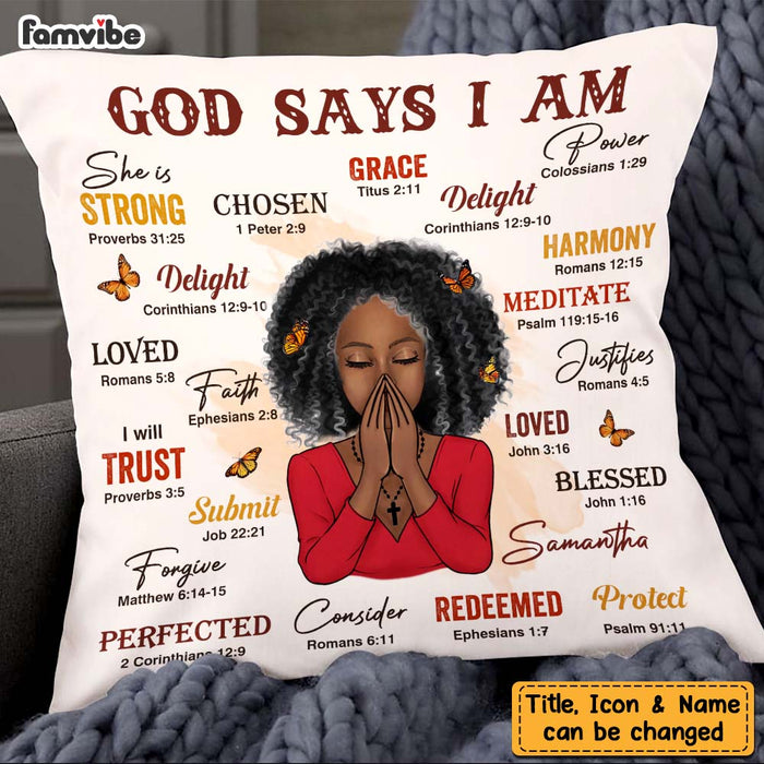 Personalized Daughter Granddaughter Christian Affirmations God Says I Am Pillow 22712 1