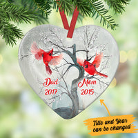 Personalized Cardinal Memorial Mom Dad Heart Ornament NB183 87O36 thumb 1