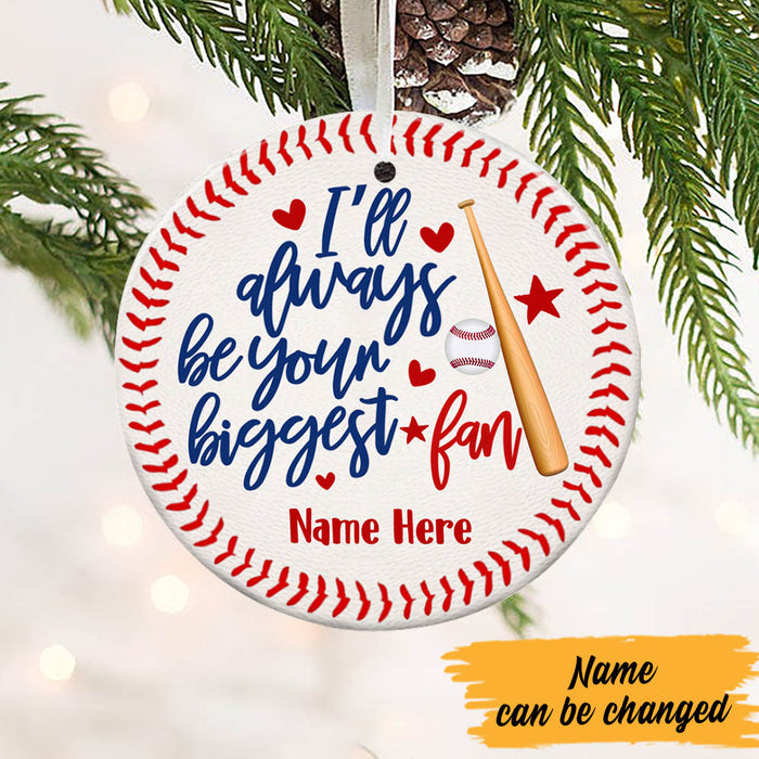 Personalized Baseball Softball Your Biggest Fan  Circle Ornament NB97 30O60 1