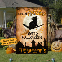 Personalized Halloween Hello Witches Black Cat Flag JL201 65O58 thumb 1
