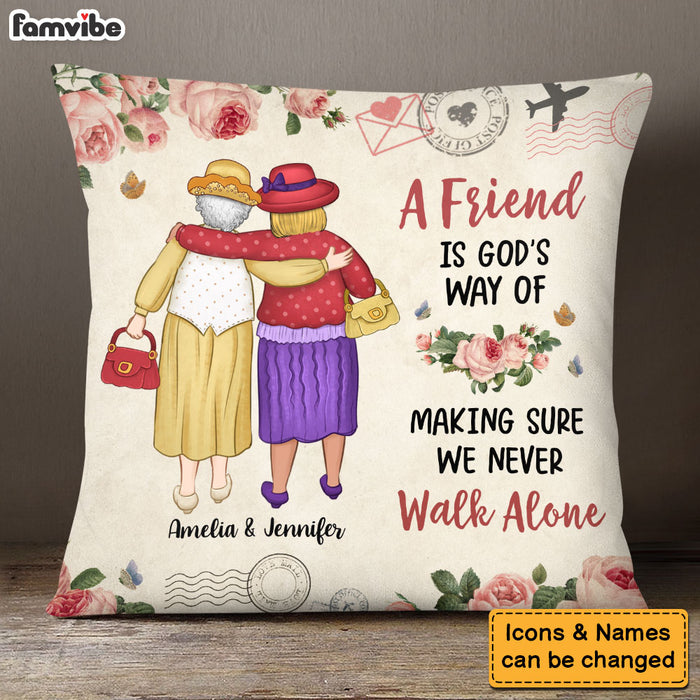 Personalized Gift For Friends We Never Walk Alone Pillow 30620 1