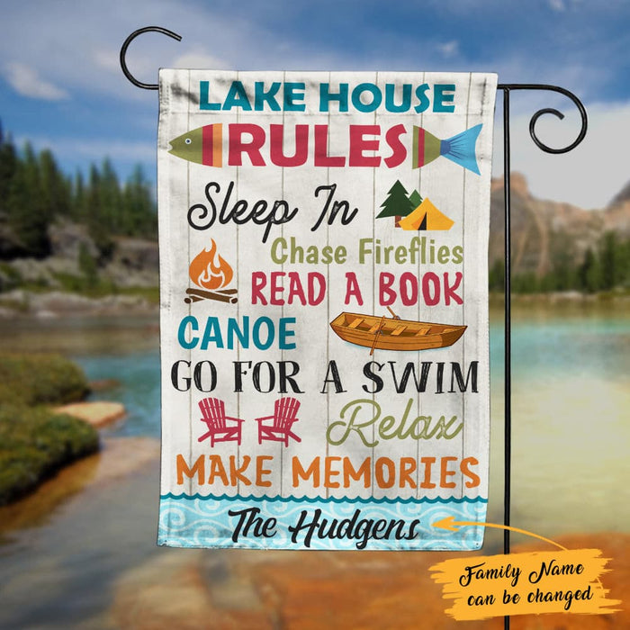 Personalized Lake House Rules Garden Flag JN262 95O47 1