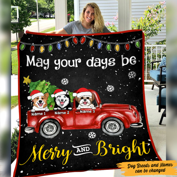 Personalized Dog Christmas Red Truck Blanket NB252 30O47 1