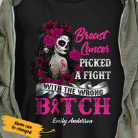 Personalized Skull Girl Breast Cancer T Shirt AG254 85O47 thumb 1