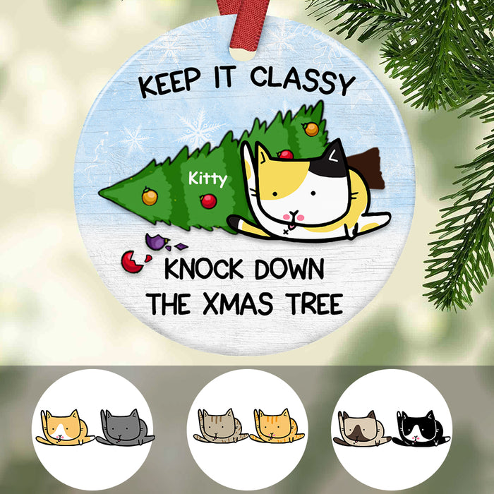 Personalized Cat Knock Down Christmas Tree  Ornament OB281 85O47 1