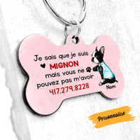 Personalized Dog I Am Cute Chien French Bone Pet Tag AP95 87O58 thumb 1