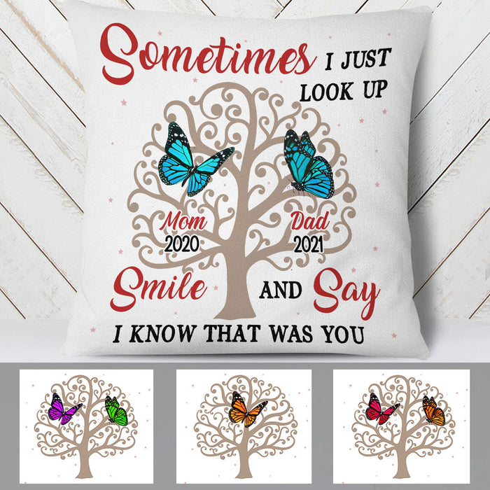 Personalized Memorial Butterflies Mom Dad Pillow MR154 67O60 (Insert Included) 1