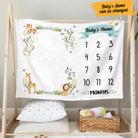 Personalized Animal Baby Milestone Blanket OB231 67O53 thumb 1