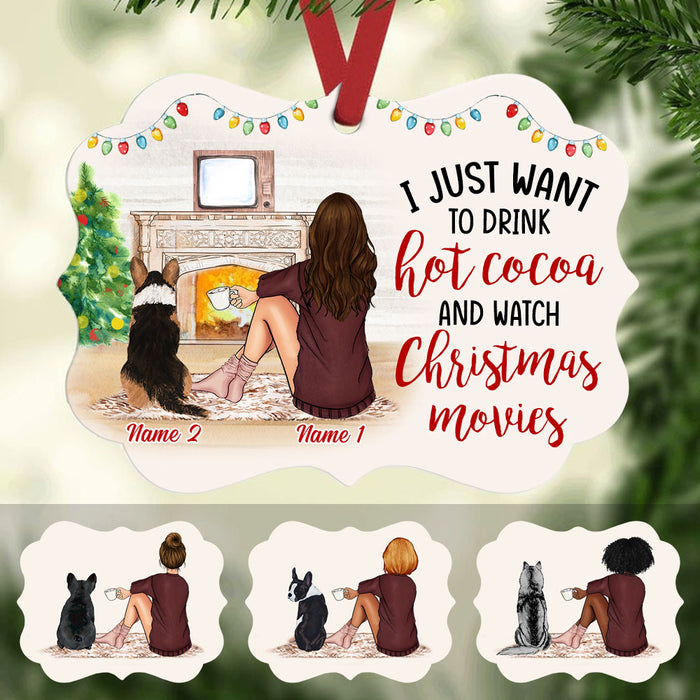 Personalized Hot Cocoa Christmas Movies Dog MDF Benelux Ornament NB102 85O53 1