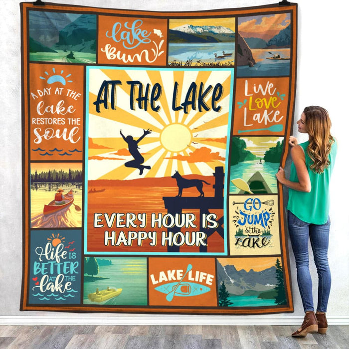 Lake Every Hour Is Happy Hour  Fleece Blanket JN251 30O57 1