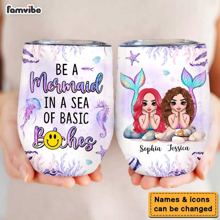 Personalized Mermaid Friends Wine Tumbler 25577 1