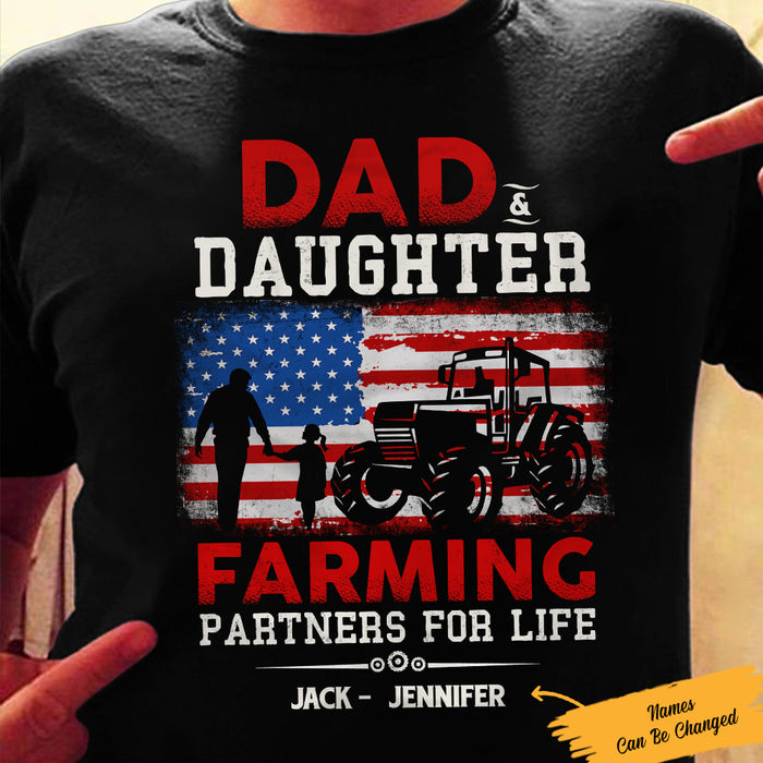 Personalized Tractor Farmer Dad & Daughter Farming Partners T Shirt JL291 67O57 1