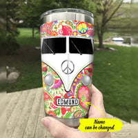 Personalized Hippie Car White Steel Tumbler JN222 73O65 thumb 1