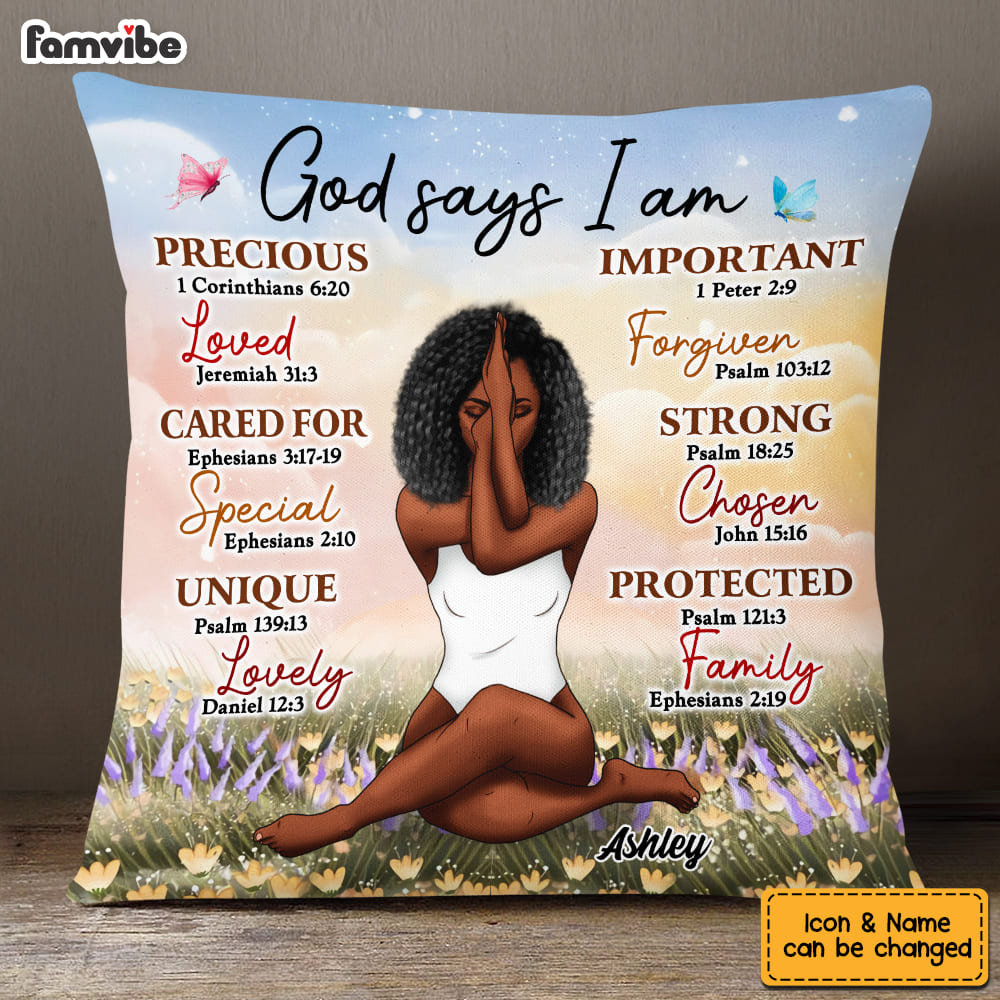 Personalized Gift For Daughter God Says I Am Bible Verses Pillow 22697 Primary Mockup