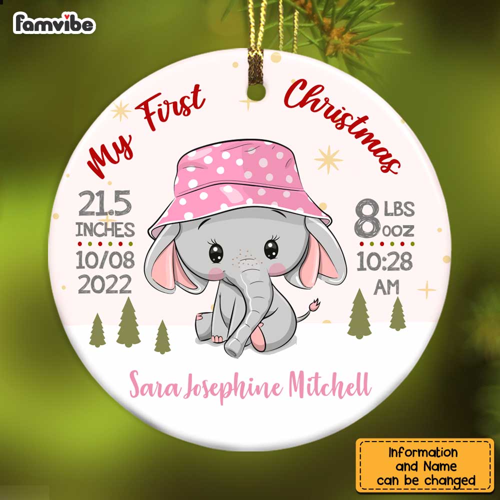 Personalized Elephant Baby First Christmas  Ornament OB71 26O58