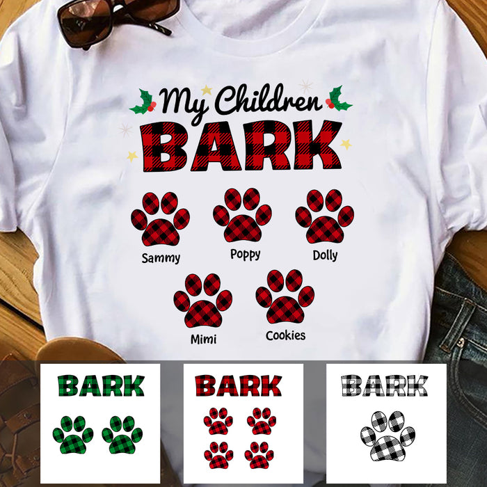 Personalized Dog Mom My Children Bark Buffalo Plaid T Shirt OB142 30O47 1
