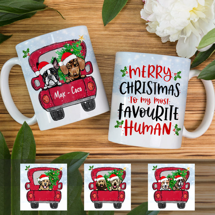 Personalized Merry Christmas Dog Red Truck Mug OB1612 81O53 1
