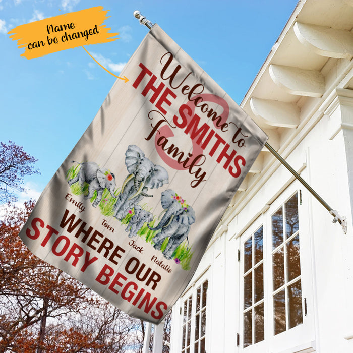 Personalized Elephant Family Flag AG204 73O65 1