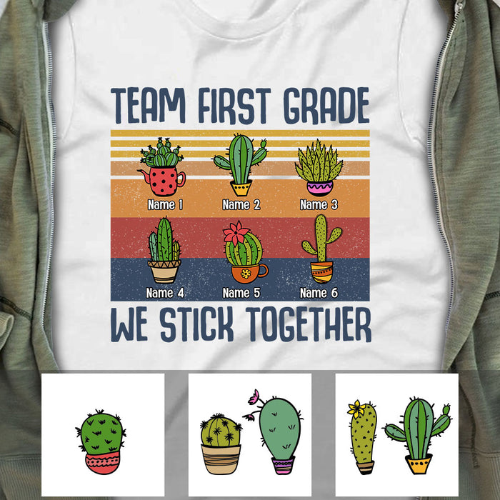 Personalized Teacher Cactus Stick Together T Shirt JN283 30O53 1