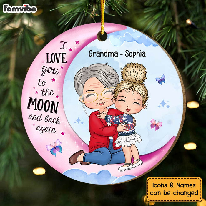 Personalized Gift For Granddaughter Love You To The Moon And Back Circle Ornament 30096 1