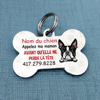 Personalized Dog Call My Mom Bone Chien French Bone Pet Tag AP91 30O34 thumb 1