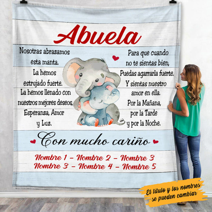 Personalized Spanish Abuela Elephant Grandma Blanket AP147 65O53 1