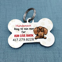 Personalized Dog Call My Mom Hund Danish Bone Pet Tag AP146 30O34 thumb 1