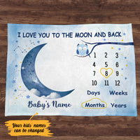 Personalized Baby Girl Milestone Love You To The Moon And Back Blanket OB203 87O47 thumb 1