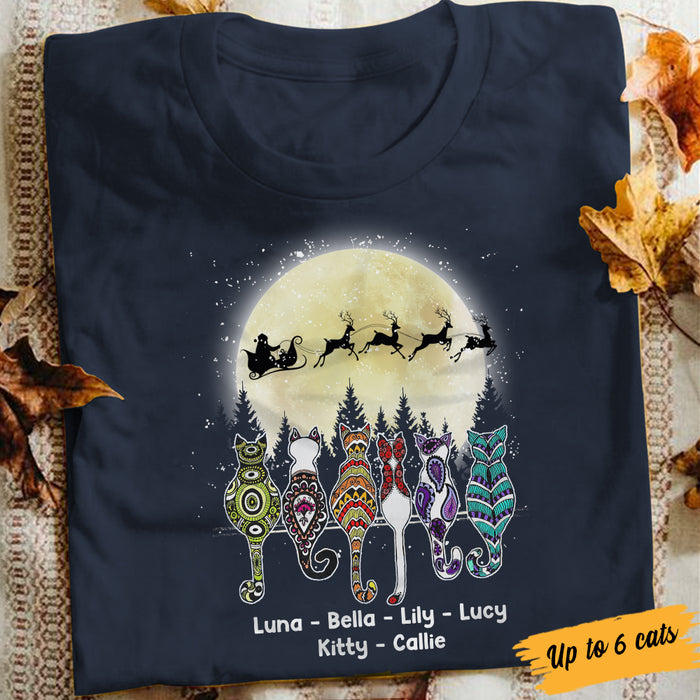 Personalized Cat Christmas Watching Santa T Shirt OB265 81O34 1