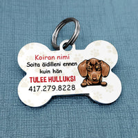 Personalized Dog Call My Mom Koira Finnish Bone Pet Tag AP148 30O34 thumb 1