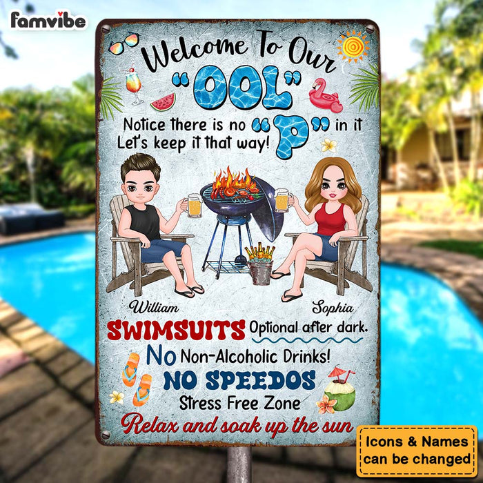 Personalized Gift For Couples Husband Wife Pool Sign Metal Sign 26136 1