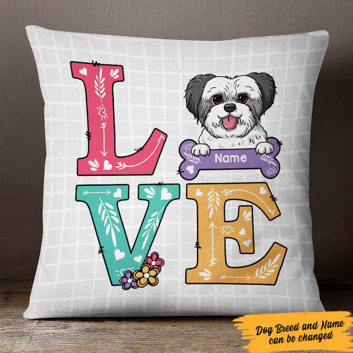 Personalized Love Dog Flower Pattern Pillow MR102 30O47 (Insert Included) 1
