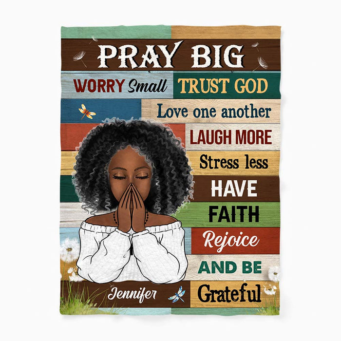Personalized Daughter Inspirational Pray Big Worry Small Blanket 30022 1